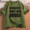 Trička Definitely Not on Drugs Bavlna Krátký rukáv Vtipné tričko Pánské Ležérní Oversized Pánské Oblečení Streetwear Párty Klubová Trička