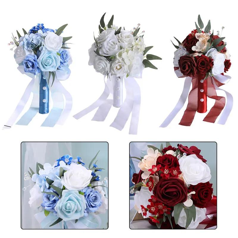 Wedding Handheld Silk Flower Arrangement with Realistic Simulation for Wedding Decoration and Photography Purposes