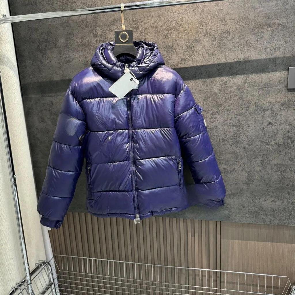 In-Stock Winter Unisex Bright Surface Thickened Warm Down Hooded Jacket