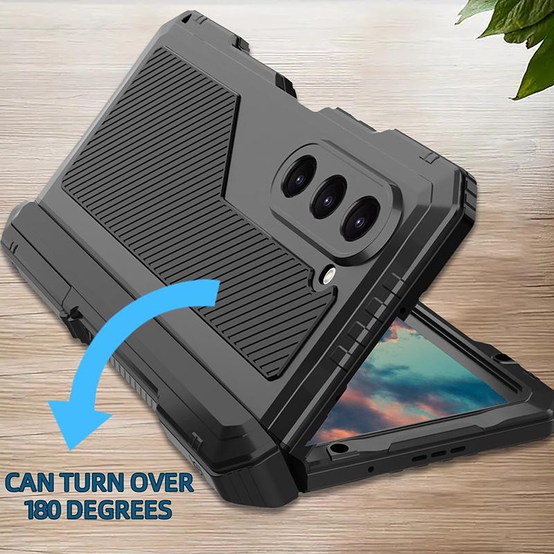 Funda Súper Blindada para Samsung Galaxy Z Fold 8 7 6 5 Resistente Silicona +Aleación de Aluminio Cobertura Completa con Soporte Plegable Antigolpes Coque