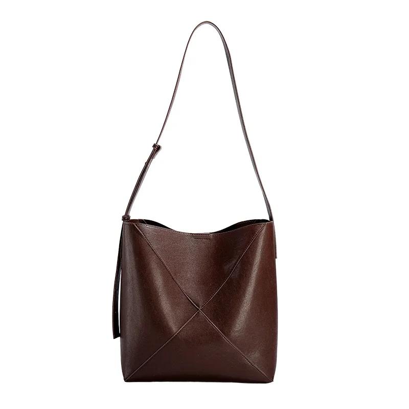 

Большая вместительная сумка-ведро из мягкой кожи в стиле ретро, новая ленивая сумка в стиле кэжуал, высококачественная сумка на одно плечо подмышкой