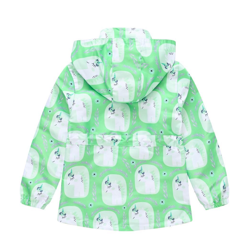 Children's Spring and Fall New Fashion Printing Rushing Coat Jacket Boys and Girls Hooded Waist Zipper Shirt Double Windbreaker