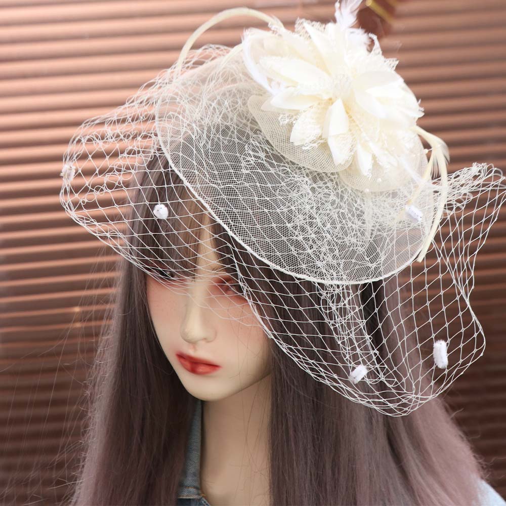 French Style Bridal Headband Wedding Mesh Veil Face Cover Vintage Bride Veil Hairdband  Headdress