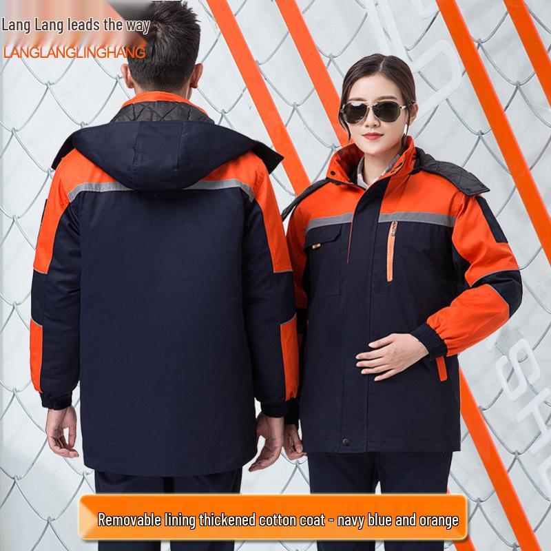 Winter Workwear Cotton Padded Jacket: Cold-Proof, Reflective, Warm Protection for Freezer Storage
