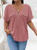 Solid Color Zipper Short Sleeve Casual Pullover T Shirt Women Loose Clothes Fashion Female Tee V-Neck Streetwear Plus Size Tops