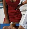 Thai Lace-Up Halter Backless Pleated Bodycon Dress for Women