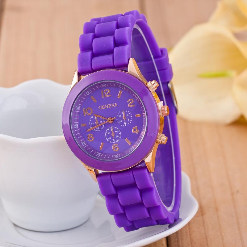 Geneva Three-Eye Silicone Watch: Fashionable Style for Ladies
