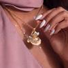 Metal Chain Teaspoon Pendant Necklace 18K Gold Plated Opening and Closing Lid Heart Enamel Necklace Copper Cup Enamel Ring