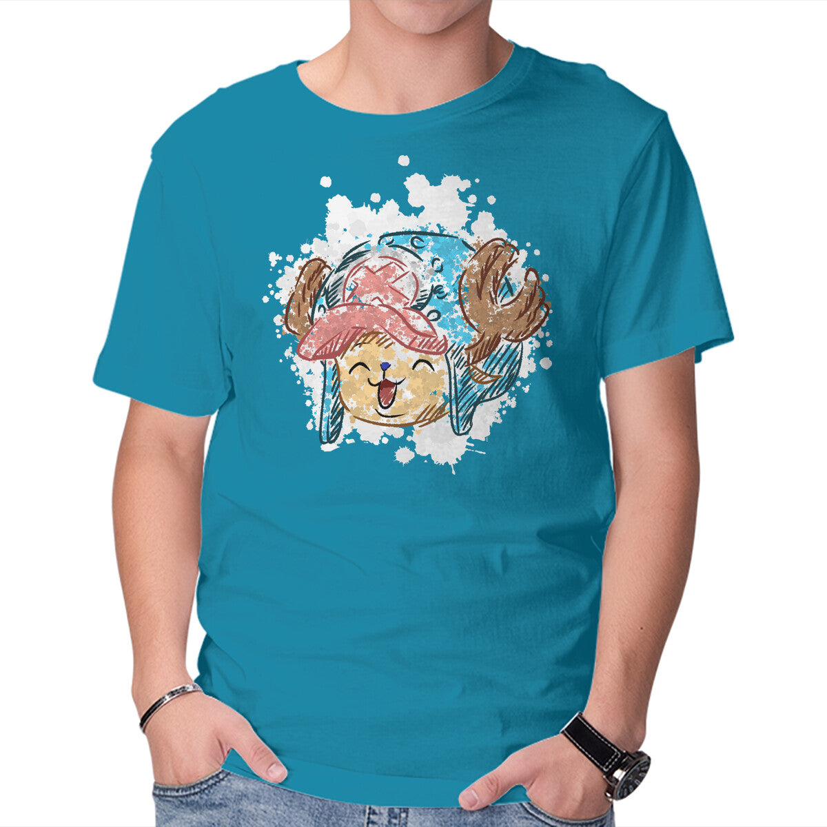 Unisex Crew Neck T-Shirt Chopper Spot Graphic Short Sleeve Casual Tee S