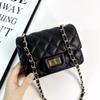 Leather Square Fatty Rhombus Chain Bag Mini Sheepskin One Shoulder Crossbody Small Square Bag Women's Versatile Mobile Phone Bag