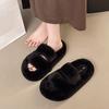 Thick-soled Mao Mao Drag Women's Shoes 2025 Autumn and Winter New Half-slippers Versatile Home Cotton Drag One-word Warm Cotton Slippers