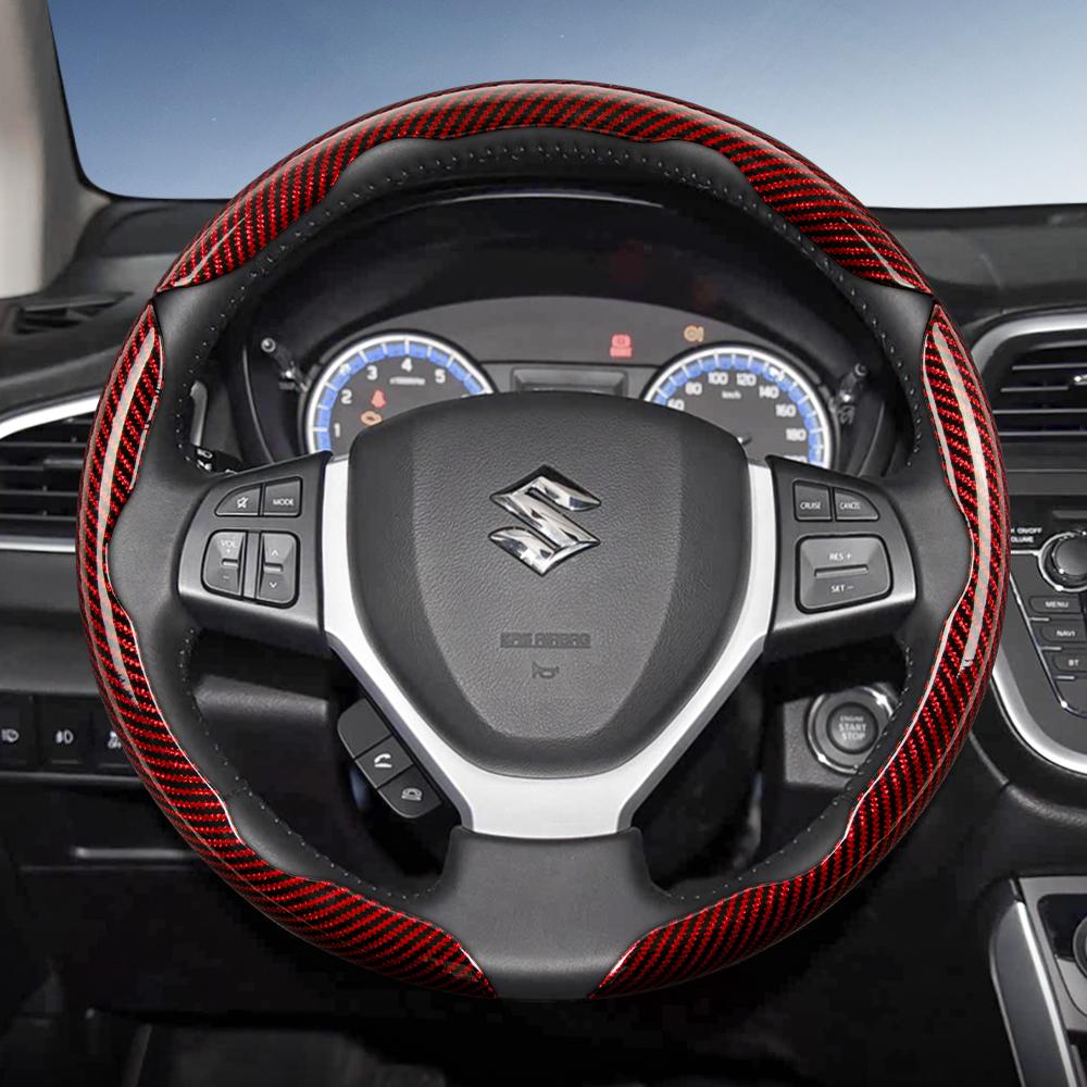 Zkfan8 Geeignet für Suzuki Lenkradabdeckung mit Karbonfaser-Textur und segmentiertem Schnellverschluss-Design für Wagon R Swift Ertiga Brezza Baleno Fronx