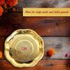 Kitchen Expert Small Brass Plate | 15cm | Pooja Thali | Engraved Flower Design | Ideal