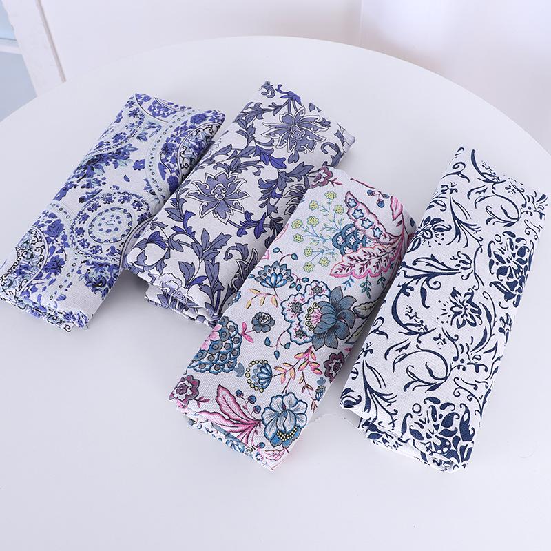 Floral Linen-Style Cotton Fabric for Clothes, Lining, Sofa, Tablecloth, Curtain, and Pillowcase