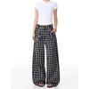 Zhao Silu's Same Style American Retro Black and White Checkered Casual Pants, Unisex Wide-Leg Floor-Length Pants with a Relaxed and Laid-Back Feel