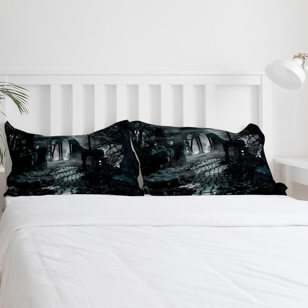Halloween Architecture Horror Night Bedding Set 3pcs Duvet Cover Pillowcase Kids Adult Quilt Cover Double Bed Set Home Textile