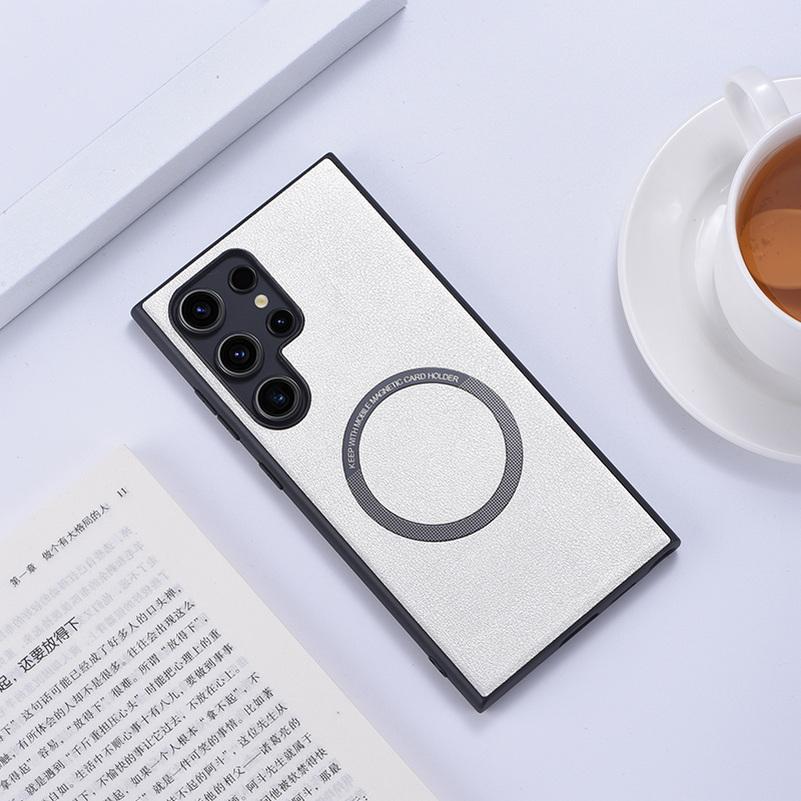 Magsafe Magnetic Wireless Charging Case For Samsung S24 Ultra S24 + S23 S22 + Galaxy S21 Plus S20 FE Luxury PU Leather Cover