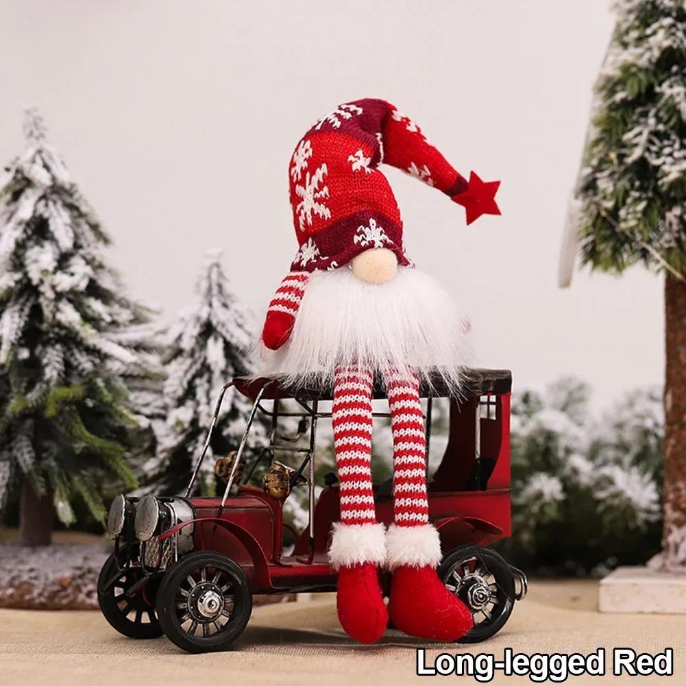 Christmas Faceless Doll Gnome Ornaments LED Light Plush Knitting Crafts Pendant Decor Christmas Decorations for Home Kids Gift