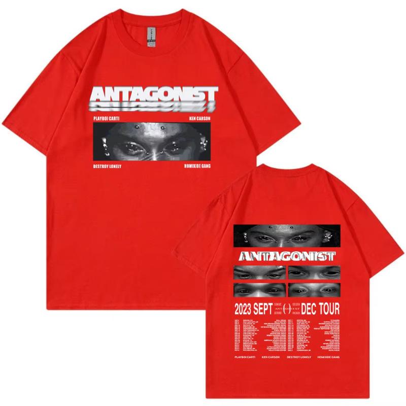 Rapper Playboi Carti Antagonist Tour Tshirt 2023 Concert Fans T Shirt Unisexs Fashion Hip Hop Short Sleeve Oversized Tshirts