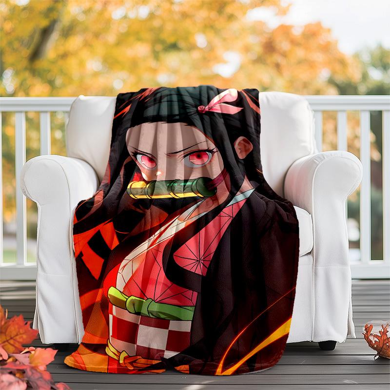 1pc nezouko9 Theme Blanket - Digital Print, Polyester, Cozy for All Seasons, Perfect for Outdoor, and Travel
