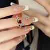 Niche Design Red Open Diamond-Set Zircon French Irregular Gemstone Ring Female Cold Wind Advanced Sense