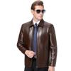 Klassischer Herrenmantel aus echtem Leder Schafsleder Neu Revers Herbst Motorradlederjacke