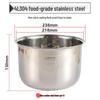 Pentola interna per cuociriso in acciaio inossidabile 304 per uso alimentare (2L/3L/4L/5L) - Addensato e Senza Rivestimento