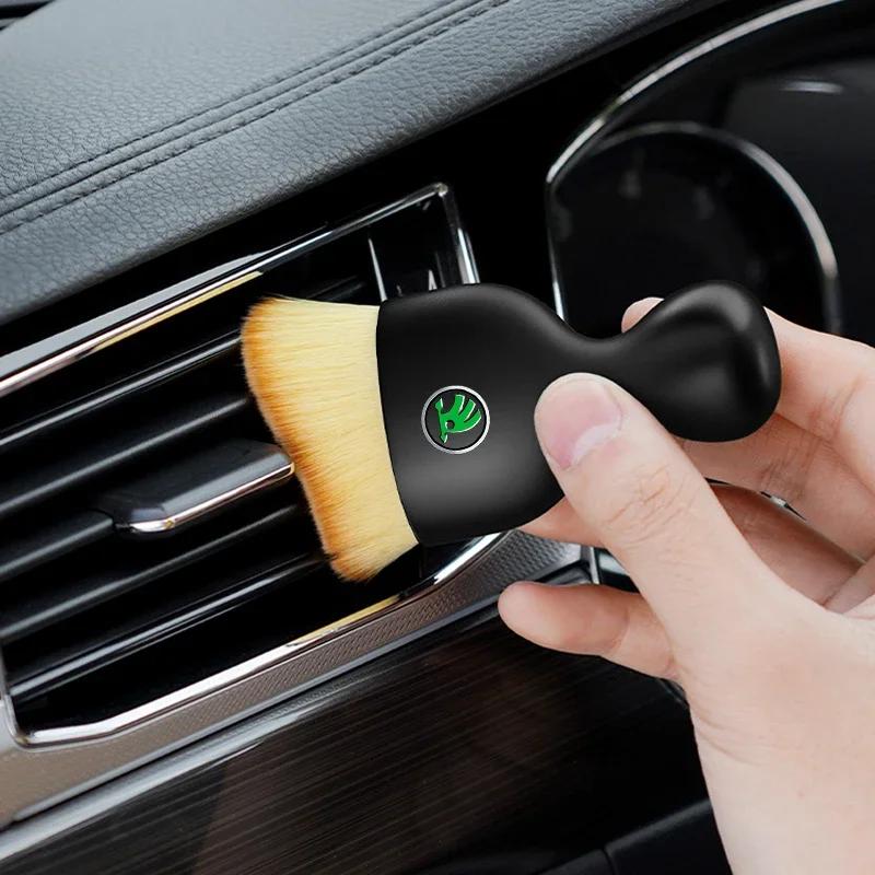 Car Sticker 2025 Hot Car Interior Cleaning Soft Brush Tool Dust Remover For Skoda Fabia Kodiaq Kamiq Superb Yeti Octavia Enyaq R