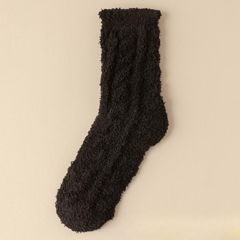 Female Autumn and Winter Coral Velvet Plus Velvet Sleep Warm Home Floor In The Tube Socks