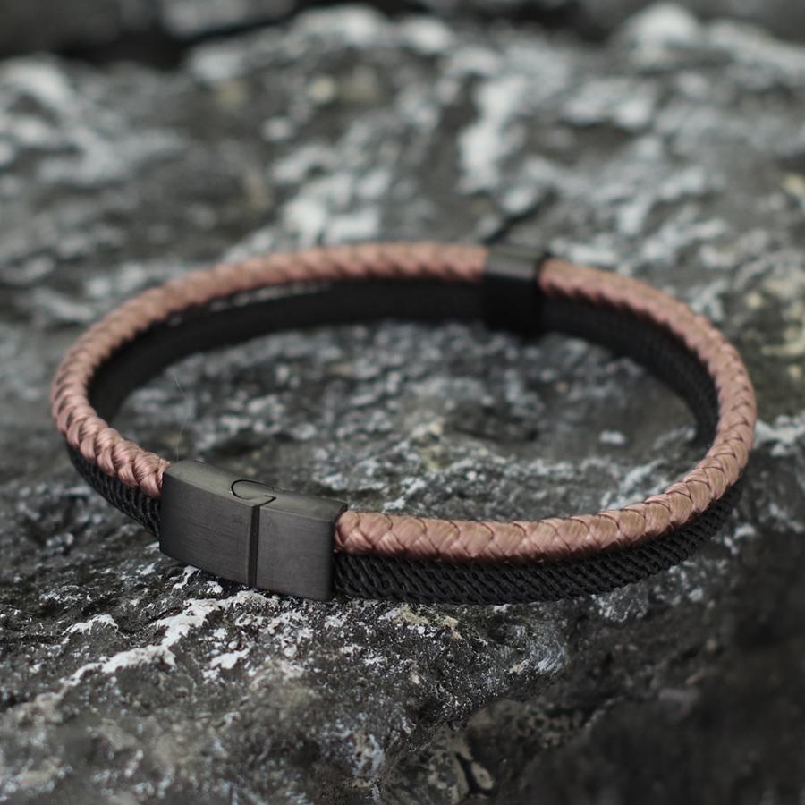 Minimalist Men Rope Bracelet Double Braided Rope 4mm Black Threaded Braclet Outdoor Sports Nautical Brass Braslet Casual Jewelry