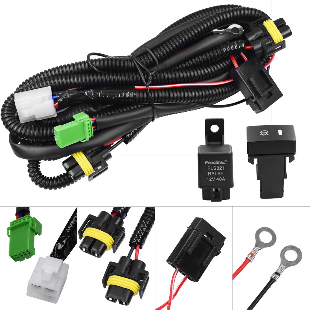 HUIQIAODS H8/H11/H16 LED Compatible, Universal Switch, For Rear Fog Lights, Fog Wiring, Relay Harness, For Toyota, Nissan, Suzuki, Daihatsu