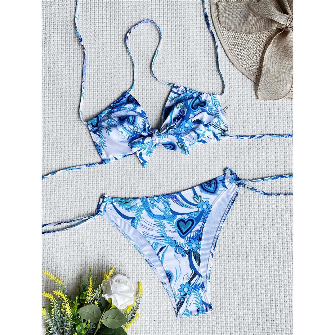 

Бикини с бретельками и принтом, женский купальник, женский купальник, комплект бикини из двух частей, купальный костюм, купальный костюм для леди L