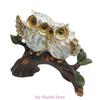Handcrafts Owl Sculpture Water Transfer Pattern Owl Perching On Tree Branch Resins Figurine Ornament for Collectors