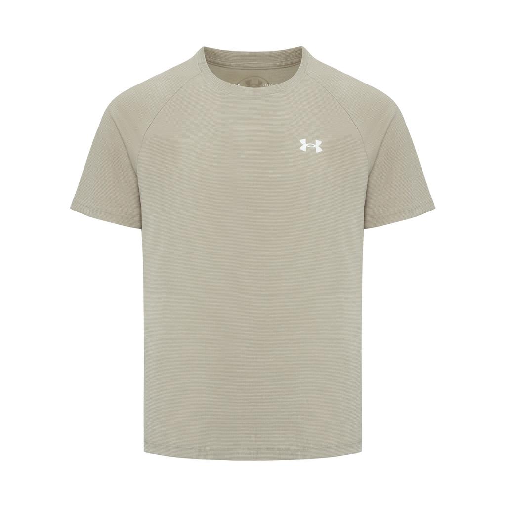 Under Armour Tech Texture Training Fitness Comfortable Breathable Logo Short Sleeve T-Shirt Men Tops Forest-Dog-Brown-Gray 1382796-203