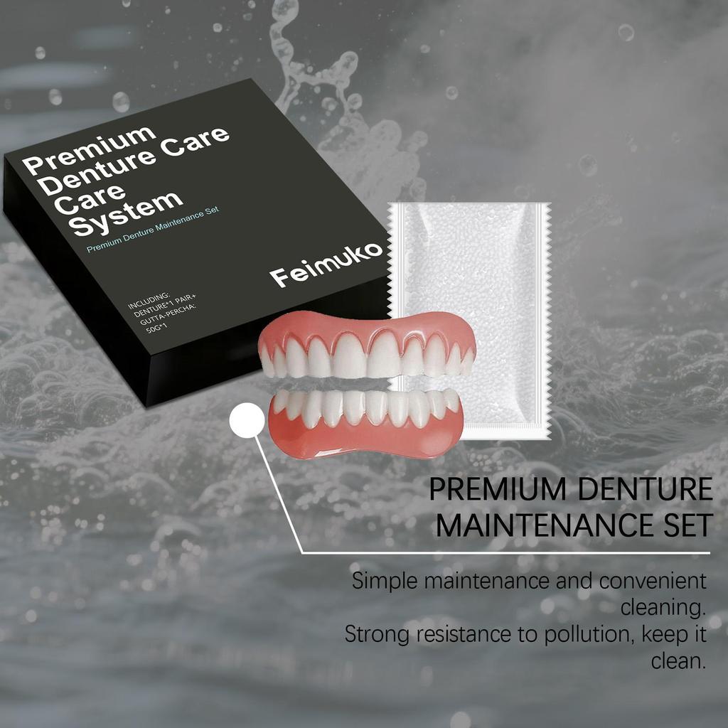 Feimuko Premium Denture Maintenance Set Comfort Fit Reducing Discomfort High-Quality Resin Easy-To-Clean Help Restores Chewing