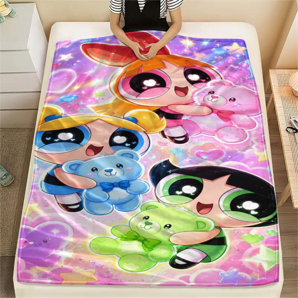 Powerpuff Girls Cartoon printing Flannel Blanket Bedroom Sofa Camping Warm blanket Gifts for family and friends-MJ008