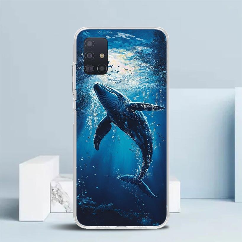 Humpback Whale Sea Giant Soft Cover for Samsung Galaxy A12 A22 A32 A52 A72 A02S Phone Case Note 20 Ultra 10 S10 Plus A51 A71 A50