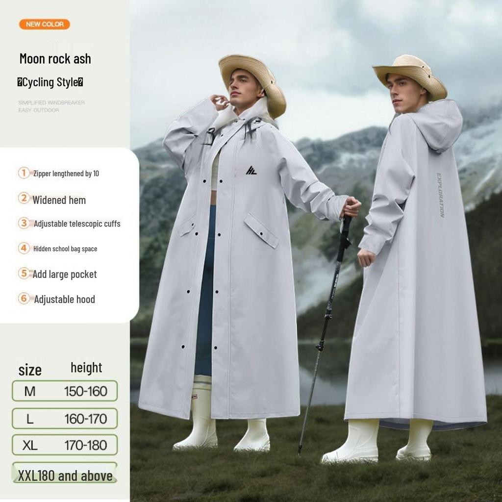 Extra Long Rainproof Motorcycle & Electric Bicycle Poncho - Stormproof One-Piece Overcoat