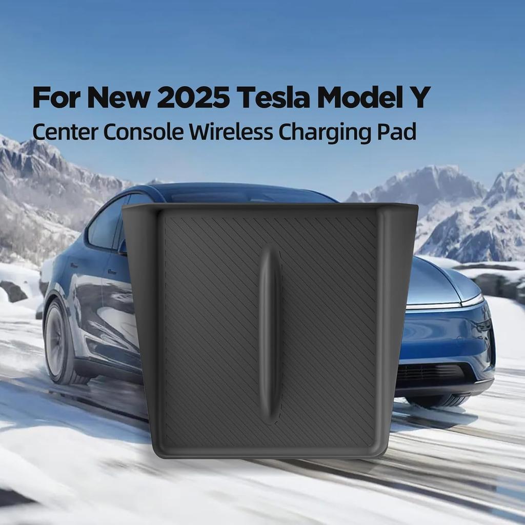 LUCKEASY For 2026 2025 Tesla Model Y Juniper New Center Console Wireless Charging Pad Non-Slip Silicone Mat Wireless Charger Mat For Model Y