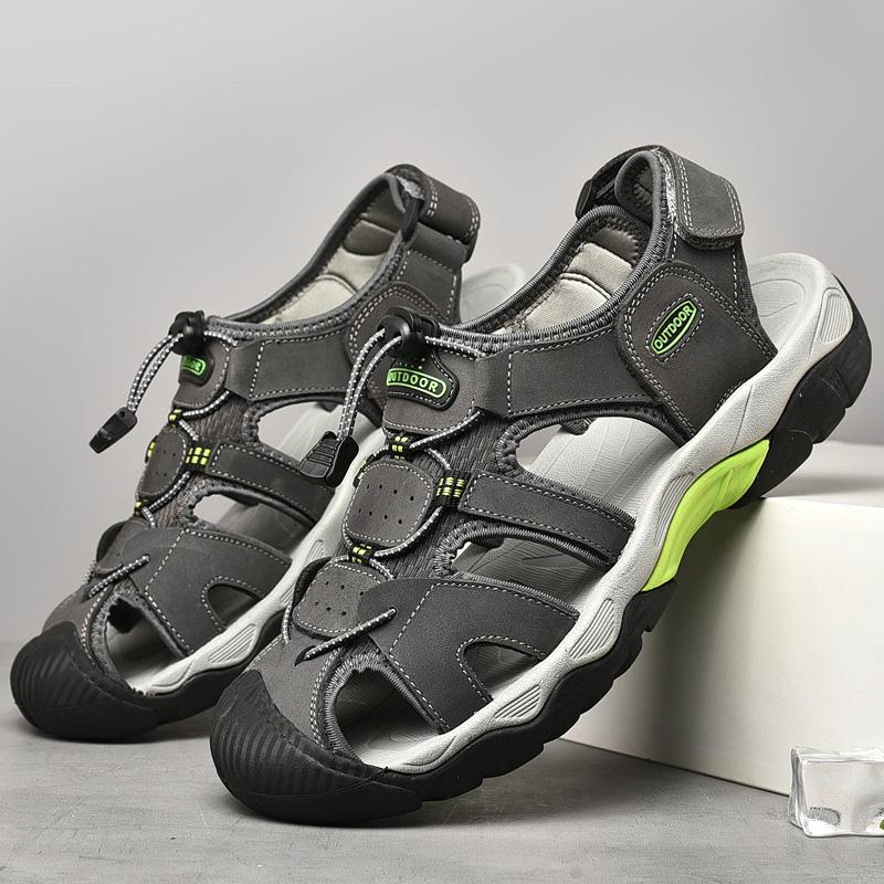 Fashion Fashionable Outdoor Men's Breathable Anti Slip Water Wading Sandals Summer Men Cowhide Oversized Casual Comfortable Beach Shoes
