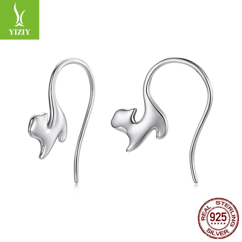 Cross-Border Cute Pet Cute Kitten Stud Earrings Female Animal S925 Sterling Silver Earrings