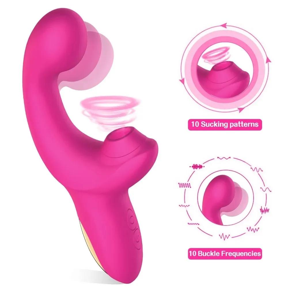Women Nipple Vagina G Spot Stimulator Finger Wiggling Adults Sex Toy Powerful Dildo Vibrator 20 Speeds Female Clit Sucker Vacuum