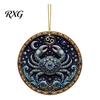 Acrylic Constellation Pendants 2D Flat Pearl Painting Ornament, Double Sided Zodiac Theme Hanging Gem Home Ornament Art Craft, Rhinestone Beads