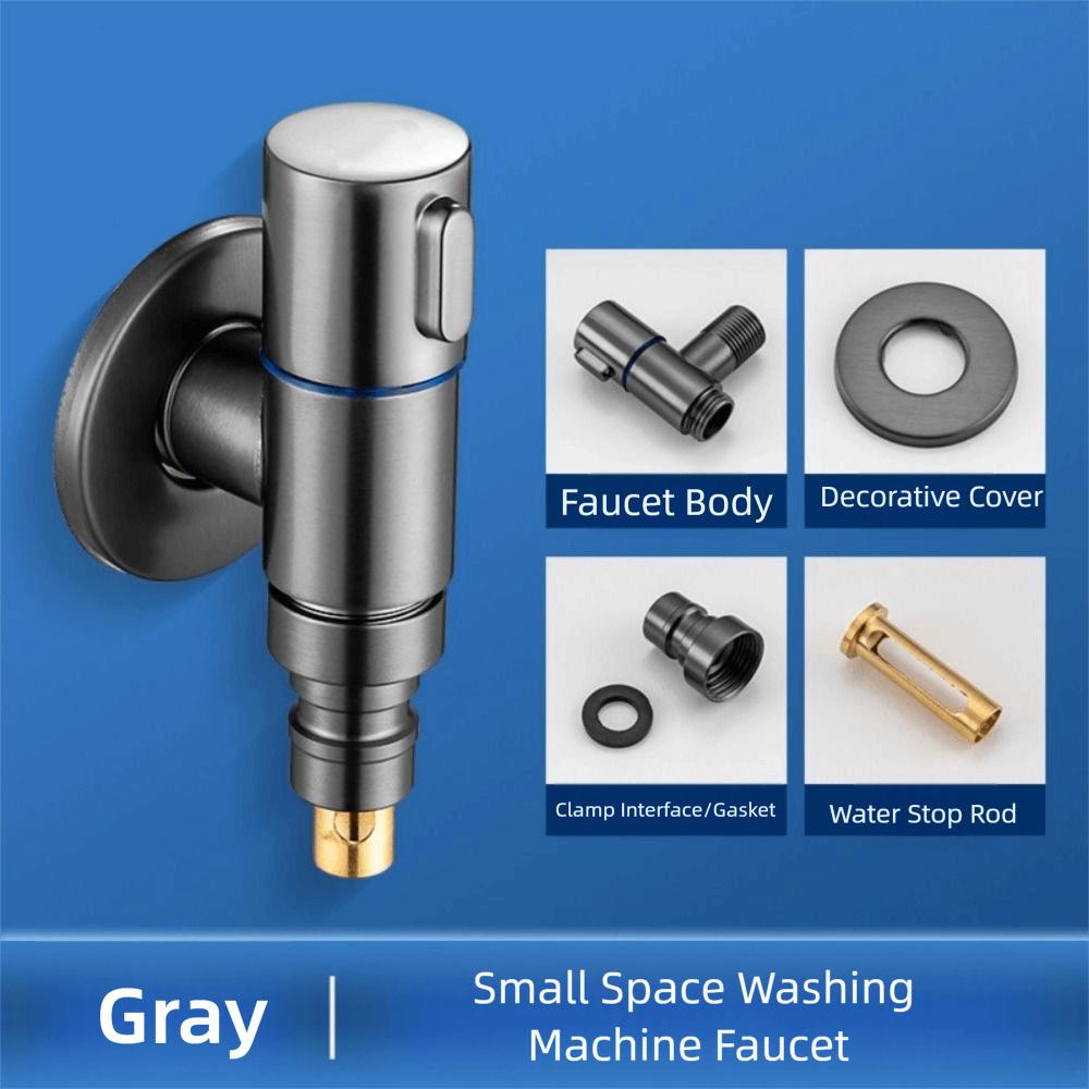 G1/2 Washing Machine Faucet Quick Opening Small Space Faucet Stainless Steel Water Tap  Bathroom