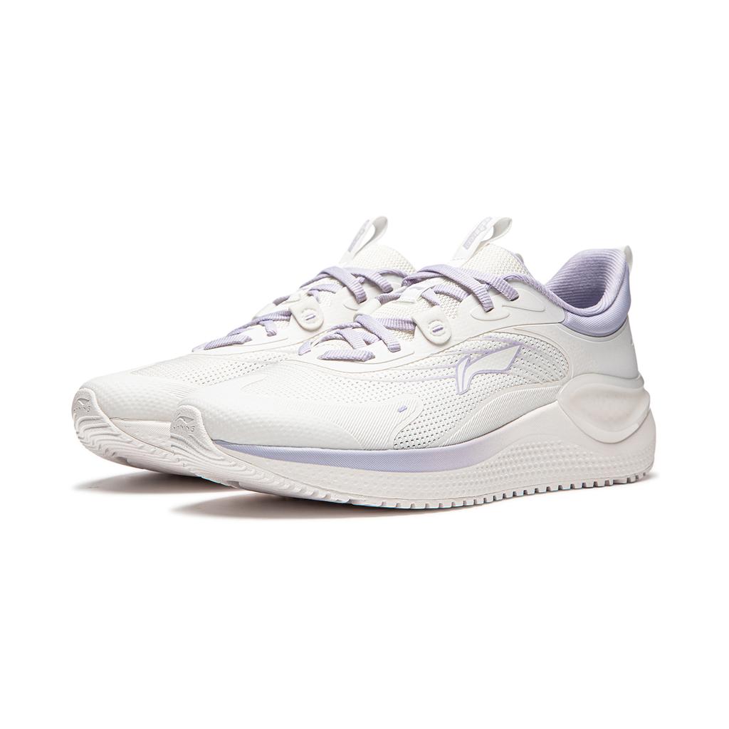 Li Ning Easy Fit V2 Soft Resilient Breathable Shock Absorbing Durable Low Top Casual Running Shoes Women sneaker White Purple ARSU002-1