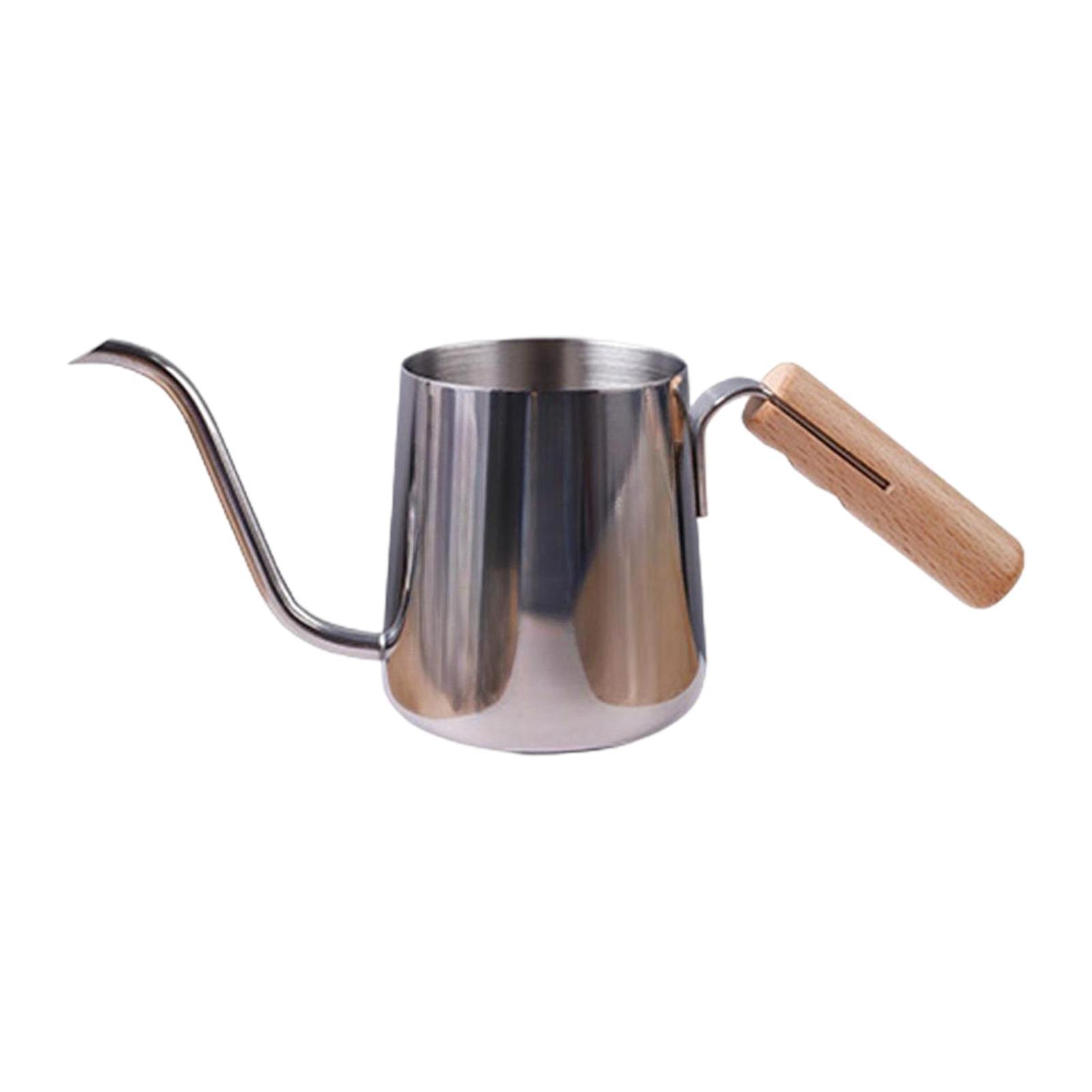 

Pour over Coffee Kettle 8.45 oz Camping Coffee Pot Nozzle 4mm Ergonomic Handle Drip Coffee Maker Coffee Maker Barista Gift срібний