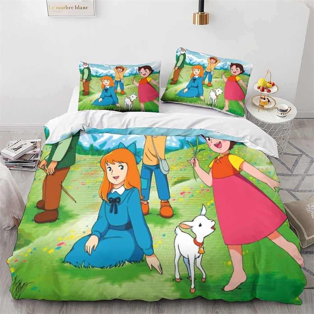 Anime Mädchen Heidi Bettbezug Set 2 Teile Hotelqualität Deckenbezug Bettwäscheset Bettbezüge Mit Kissenbezügen Mit Reißverschluss