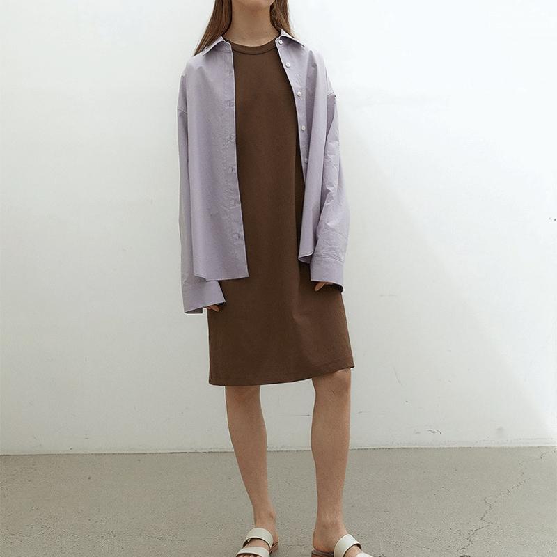 Women Spring Autumn Oversize 100% Cotton Long Sleeve Button Down Shirt, Loose Fit Mid-Length Casual Top