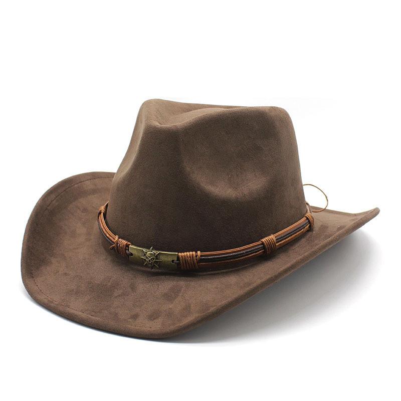 Western Cowboy Hat For Men Women Vintage Wool Felt Large Brim Warm Fedora