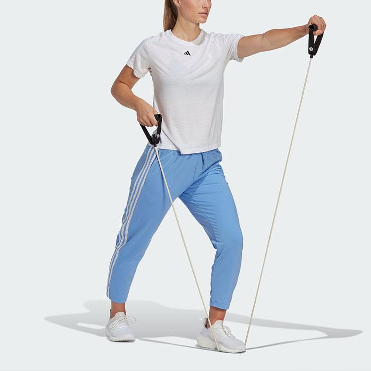 Adidas Aeroready Essentials Crewneck Tee Solid Color Minimalist Brand Logo Round Neck Short Sleeve T-Shirt Women Tops White HR7796